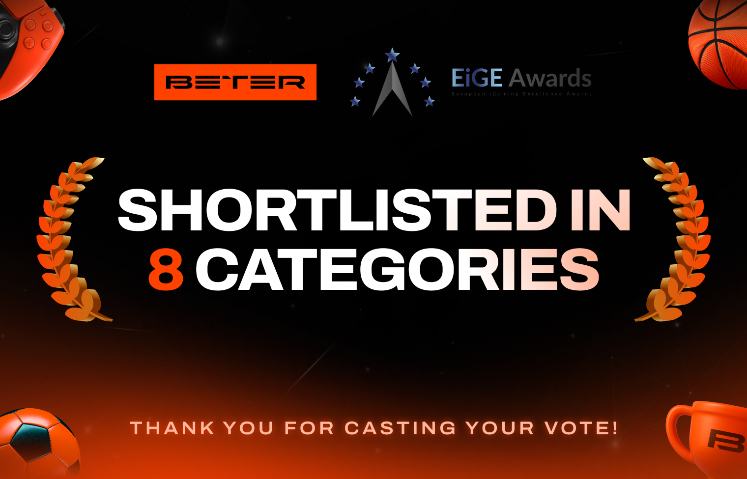 <strong>BETER has been shortlisted in eight categories at the European iGaming Excellence Awards (EiGE Awards 2025)!</strong>