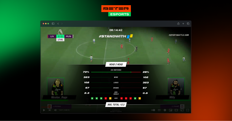BETER adds in-play statistics widget to efootball live streams