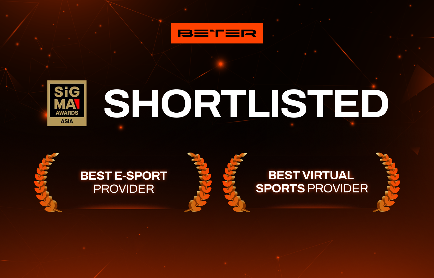 BETER has been shortlisted in two categories at SiGMA Asia Awards 2024