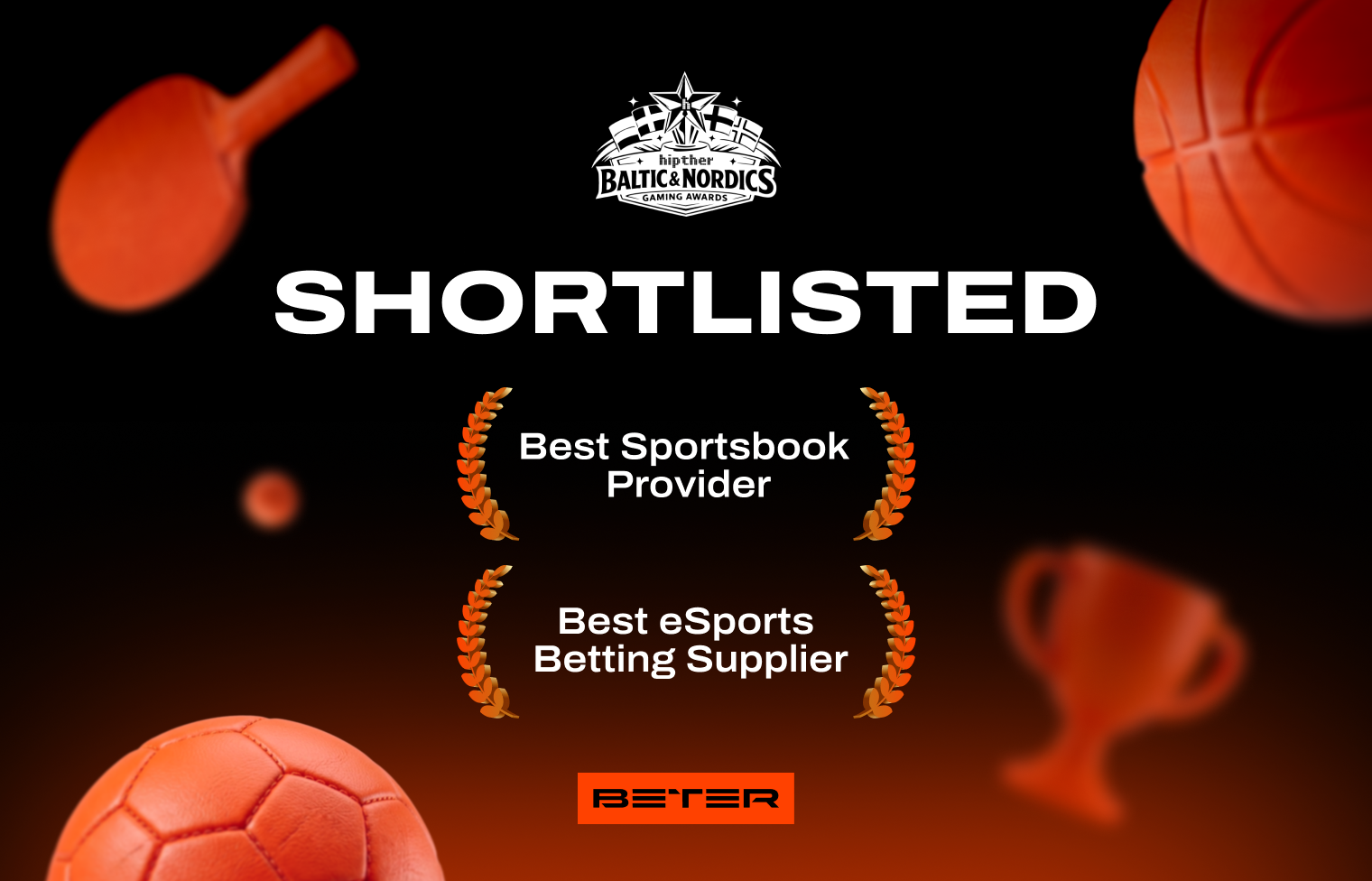 BETER shortlisted at HIPTHER Baltic & Nordics Gaming Awards 2026 for Best Sportsbook Provider and Best eSports Betting Supplier
