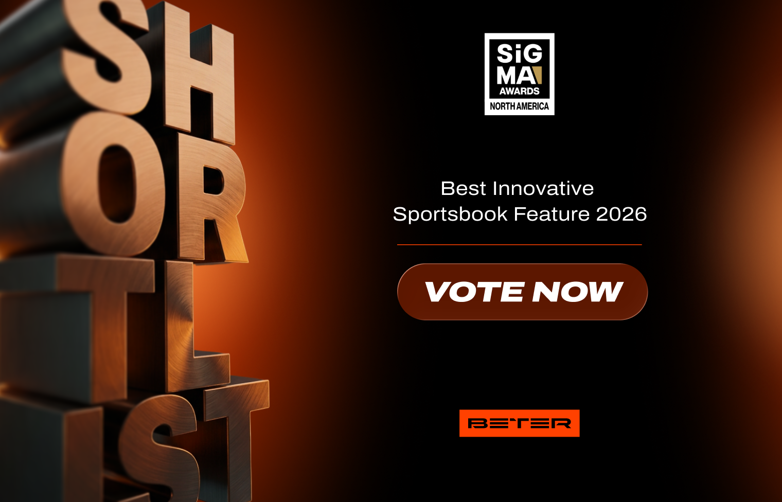 BETER is a nominee for the Best Innovative Sportsbook Feature award in 2026
