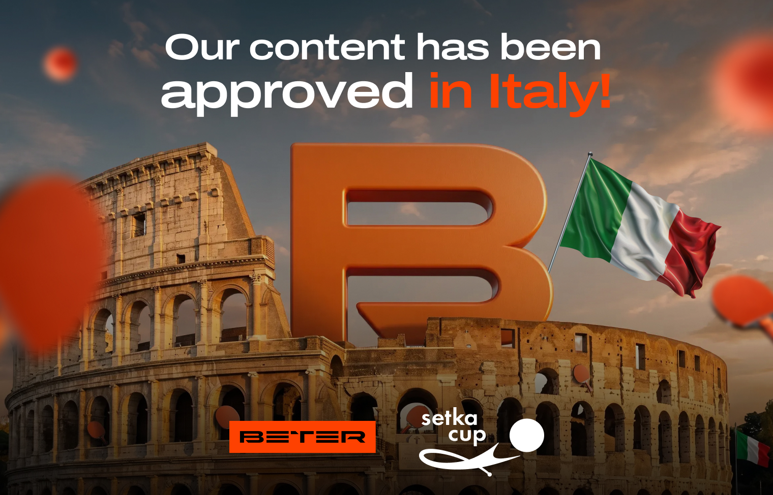 BETER Setka Cup content approved for betting in Italy